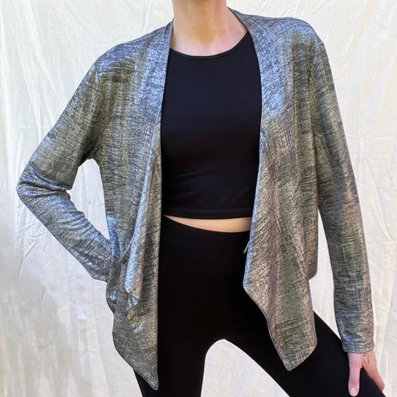 Code Vitesse Silver Stretchy Draped Cardigan - Picture 1 of 6